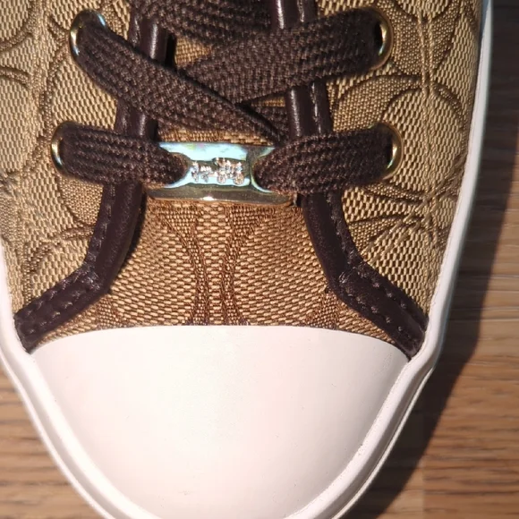Coach Empire Low Top Logo Sneakers Brown Signature Canvas Wm Sz 10 - Picture 2 of 16